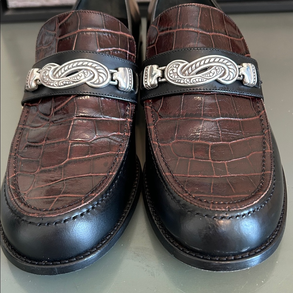 Brighton brown and black Croc-Embossed Loafers - Picture 2 of 12